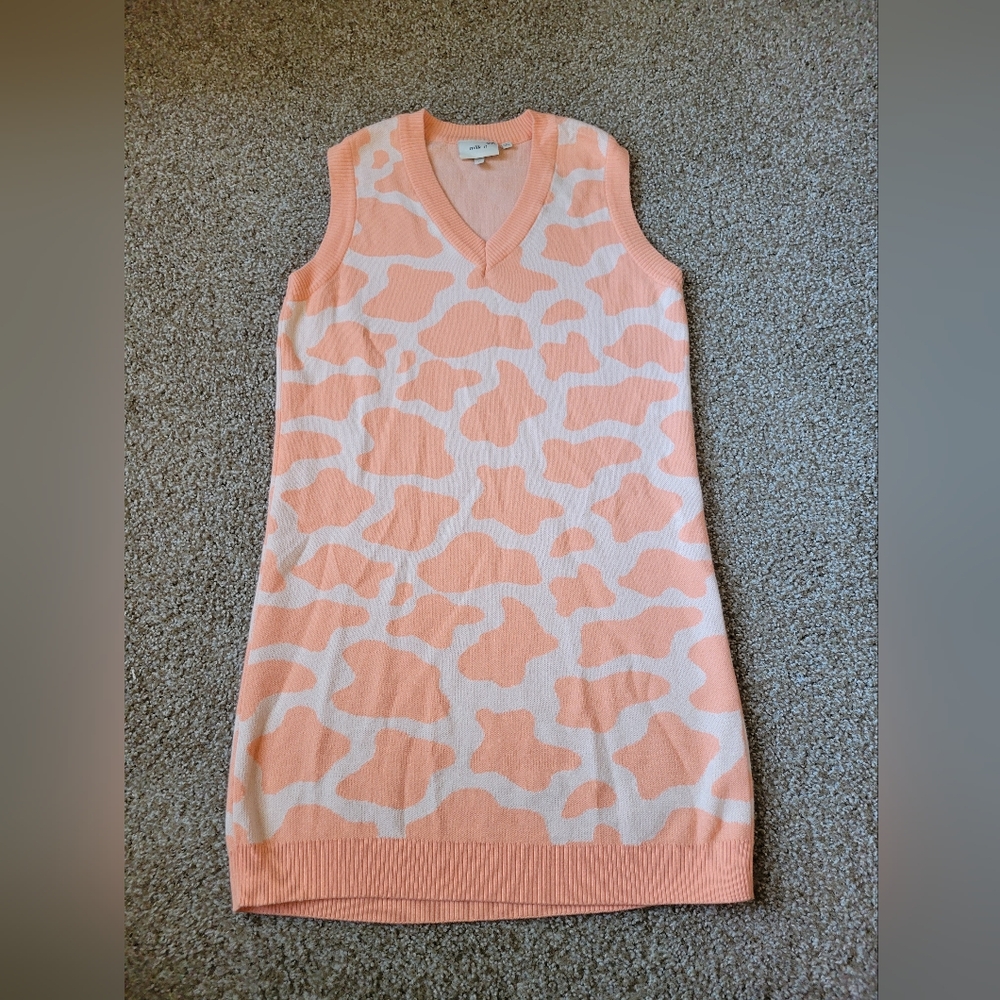 Free People Milk It Nashville Dress Knit Vest-Style Dress Pink/Cream Sz 6